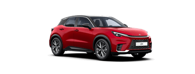 Miniatura Lexusa LBX w kolorze czerwonym